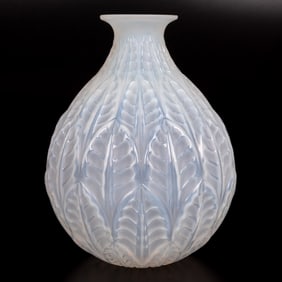 Rene Lalique Malesherbes Frosted Opalescent Crystal Vase