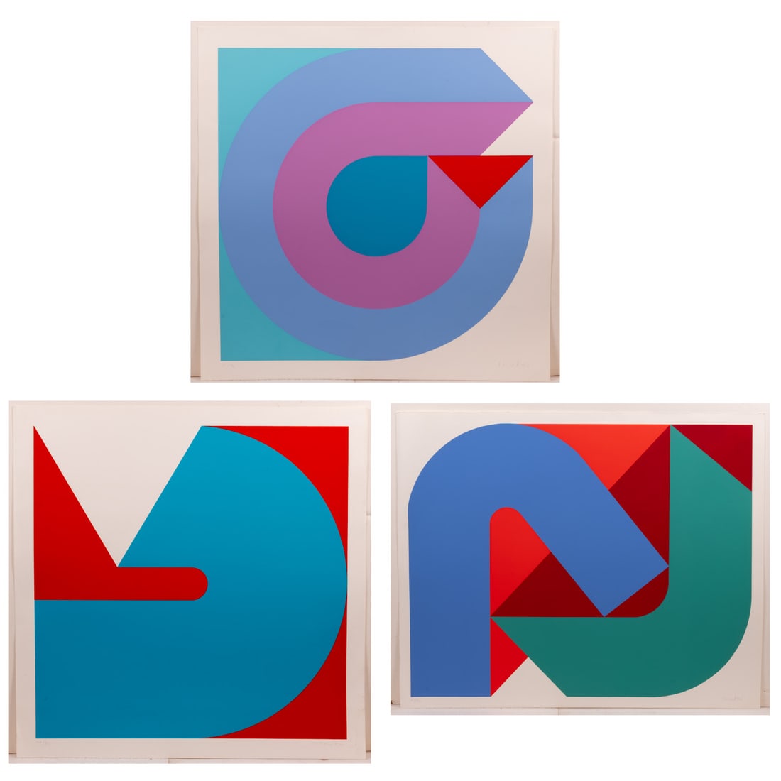 Kyohei Inukai (American, 1913 - 1985): Kyohei Inukai (American, 1913 - 1985) Three screenprints Screenprints on wove paper, Each with blind stamp and signed in pencil lower right. Numbered, 6/90; 74/90; 41/90. Largest sheet: H: 26 x W: 31