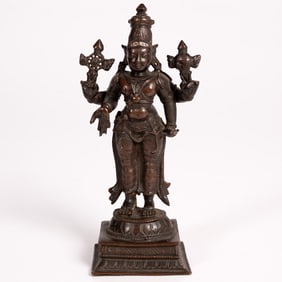 Indian Bronze Standing Vishnu Figure