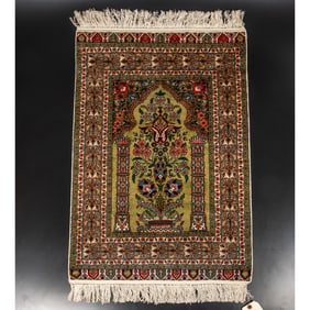 Turkish Hereke Silk Prayer Rug