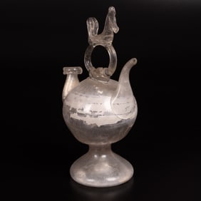 Spanish Catalan Glass Blown Cantir Pitcher