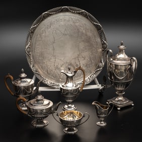 An Assembled English Victorian Silver Seven Piece Tea and Coffee Service