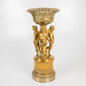 Attributed to Pierre Philippe Thomire (1751-1843) French Gilt Bronze Tazza Centerpiece