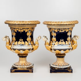 A Pair of Meissen Porcelain Urns