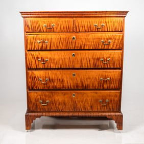 American Tiger Maple Tall Chest of Drawers