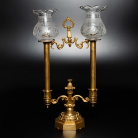 Empire Style Gilt Brass Two Arm Candelabra