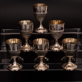 Six Sterling Silver Goblets