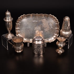 Six Silver and Silver-plated Serving Items