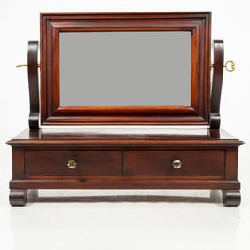 American Empire Style Mahogany Shaving Mirror