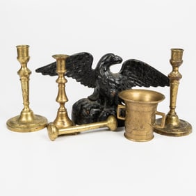 A Collection of Brass & Cast Iron Decorative Items