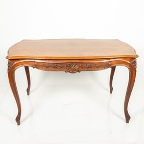 French Provincial Style Carved Walnut Bureau Plat