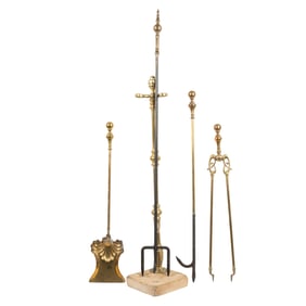 Four Brass and Wrought Iron Fire Tools
