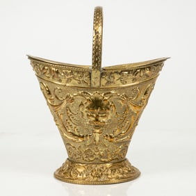 An English Brass Repousse Coal Scuttle