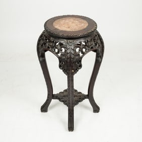 Chinese Carved Rosewood Two Tier Stand