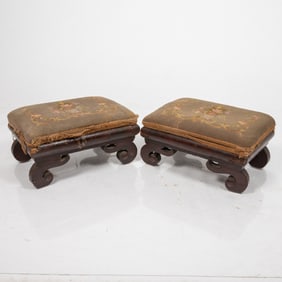 Pair of Needlepoint Foot Stools