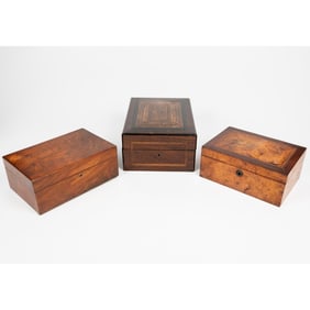 Three Decorative Exotic Wood Boxes