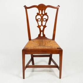 American Chippendale Mahogany Side Chair with Rush Seat