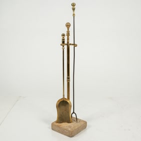 Two Brass and Iron Fire Tools