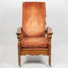 American Carved Oak Morris Chair.