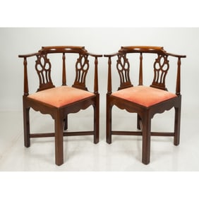 Pair of Chippendale Style Mahogany Corner Chairs