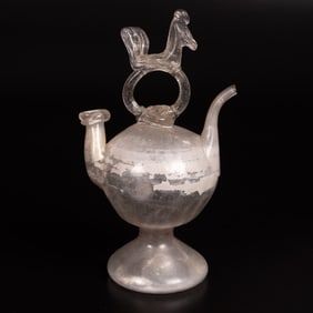 Spanish Catalan Glass Blown Cantir Pitcher