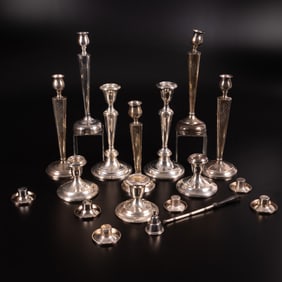 Ten Assorted Weighted Sterling Silver Candlesticks