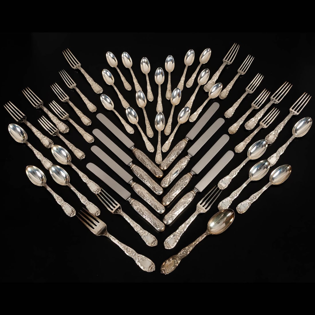 Tiffany Sterling Silver Chrysanthemum Flatware Service for 8 (1 of 16)