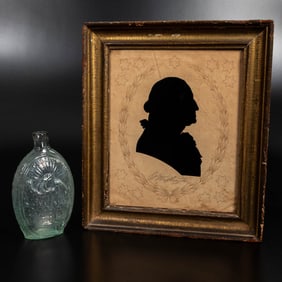 Reverse Painted Glass Silhouette of George Washington