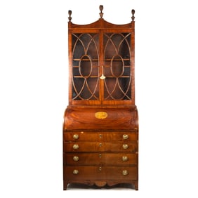 Rare Cylinder Desk Bookcase, Baltimore 18th C.