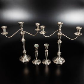 Cartier Sterling Silver Candelabra and Candlesticks