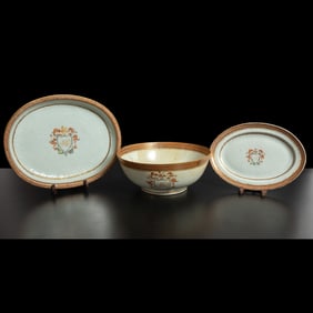 3 Chinese Export Porcelain Armorial Serving Pieces