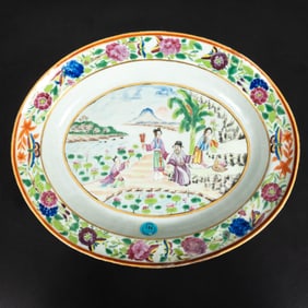 Chinese Export Porcelain Famille Rose Oval Platter