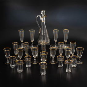 Gilt Decanter and Stemware