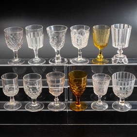 12 EAPG Pressed Glass Goblets