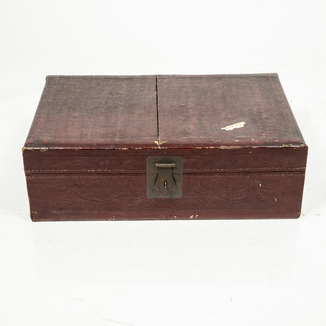 Asian Red Lacquered Trunk: An Asian Papier Mache Red Lacquered Trunk, 19th Century, With brass fittings. H: 7 W: 22 1/2 D: 14 in. The collection of an Ohio family.