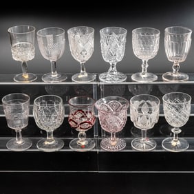 12 EAPG Pressed Glass Goblets
