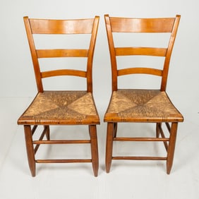 Pair of American Maple and Hickory Ladderback Chairs