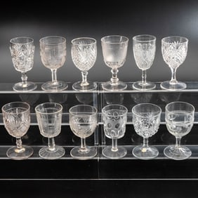 12 EAPG Pressed Glass Goblets