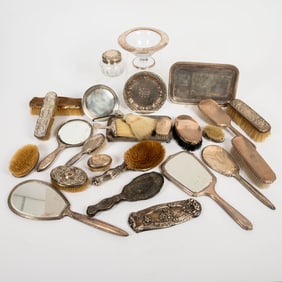 28 American and English Silver Dresser Items