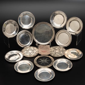 11 Sterling Silver Trivets and Coasters