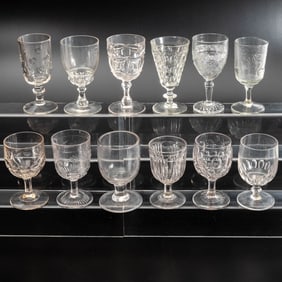 12 EAPG Pressed Glass Goblets