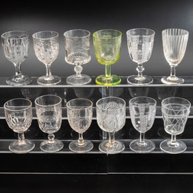 12 EAPG Pressed Glass Goblets