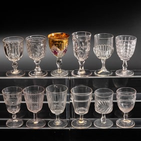 12 EAPG Pressed Glass Goblets