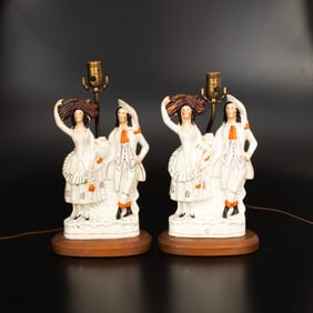 Pair of Staffordshire Figural Table Lamps