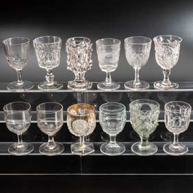 12 EAPG Pressed Glass Goblets