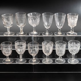 12 EAPG Pressed Glass Goblets