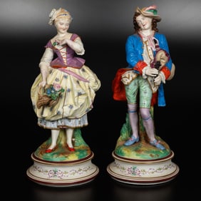 Pair of French Bisque Porcelain Figurines
