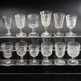 12 EAPG Pressed Glass Goblets