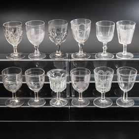 12 EAPG Pressed Glass Goblets