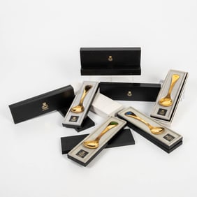 9 Georg Jensen  Vermeil and Enamel Spoons